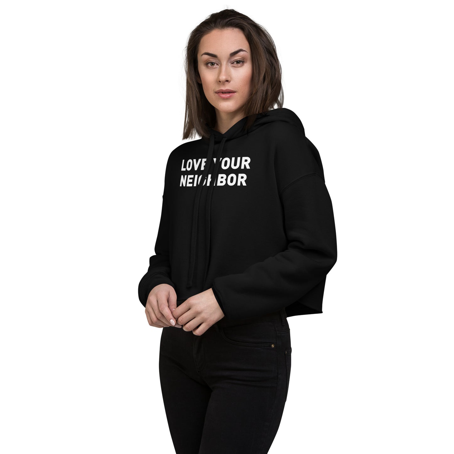 Love Your Neighbor Crop Hoodie